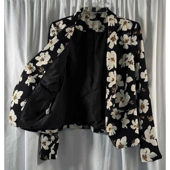 Ann Taylor Loft Floral Open Front Blazer, Black & Ivory, Sz: S, 78-26 - Picture 11 of 16